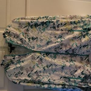 Eddie Bauer Zip Up hooded lightweight windbreaker. Large turquoise,  light green